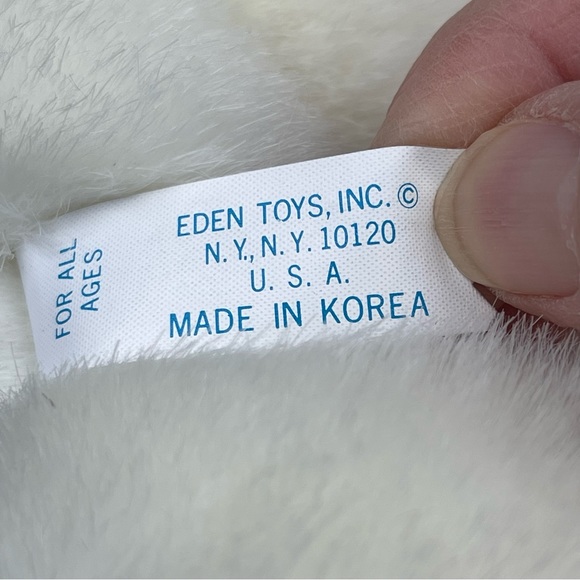 VTG 80s Soft White Teddy Bear by Eden - Picture 6 of 6